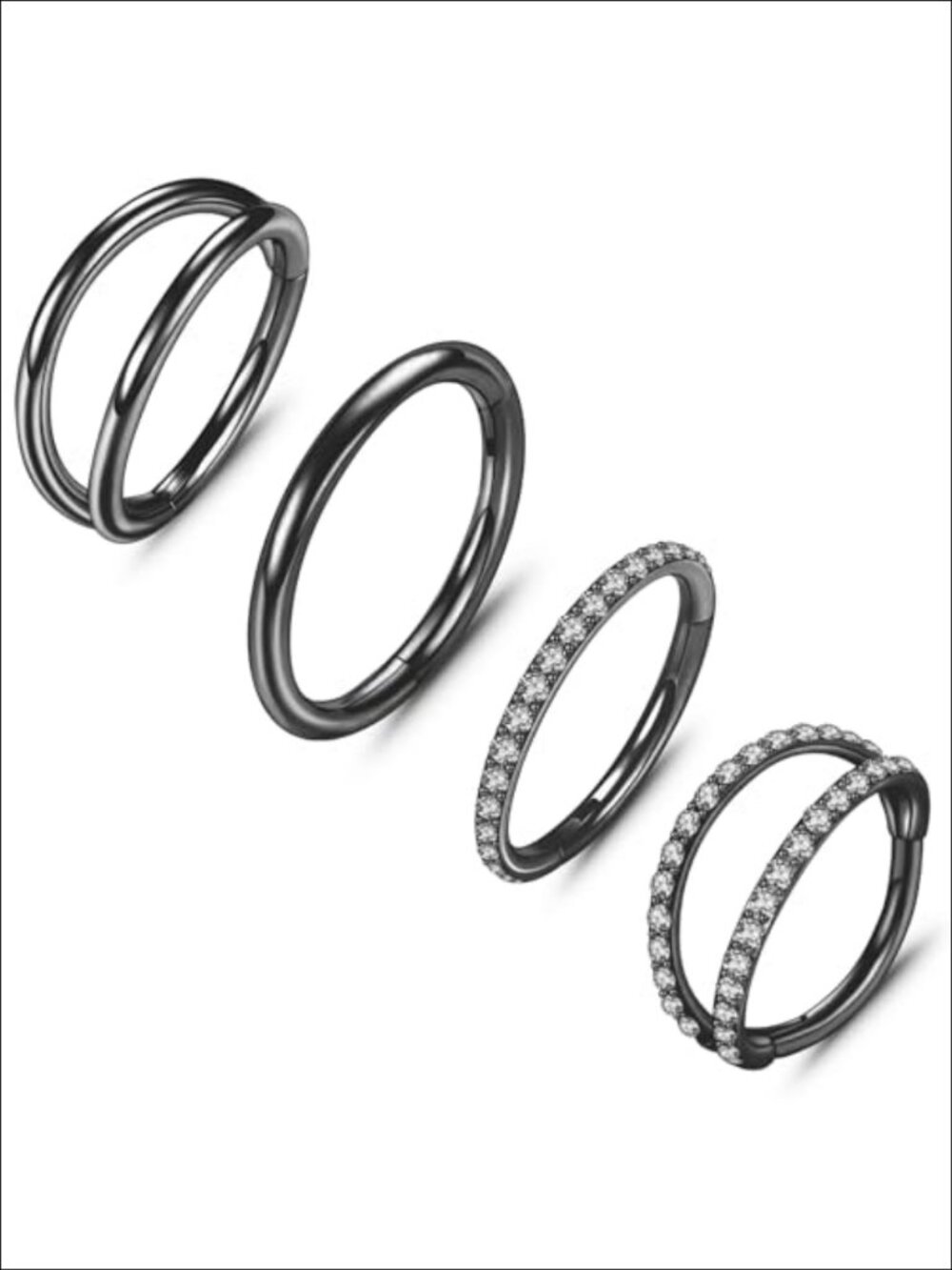 4PCS 316L Surgical Steel Nose Rings Double Hoop Hypoallergenic Cartilage Helix